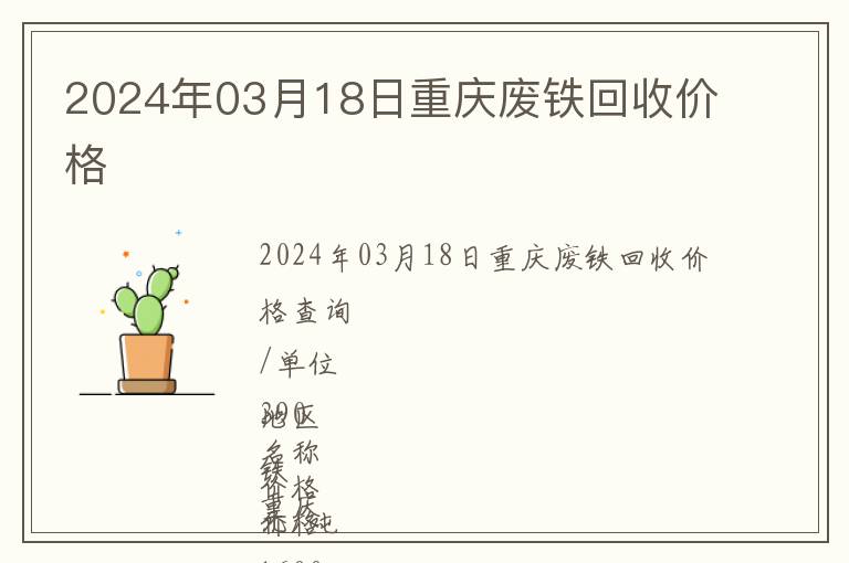 2024年03月18日重慶廢鐵回收價格