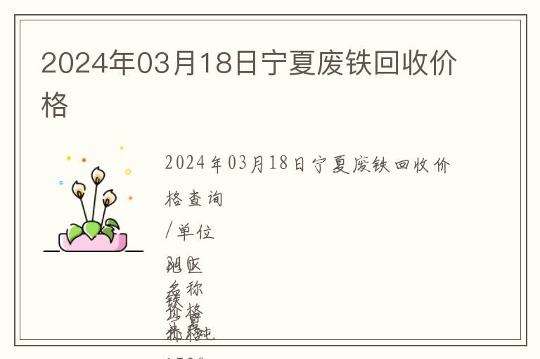 2024年03月18日寧夏廢鐵回收價(jià)格