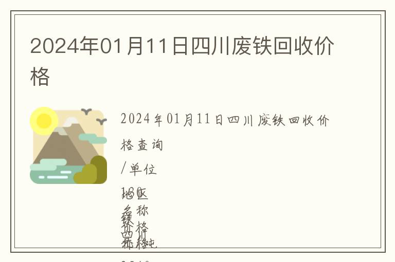 2024年01月11日四川廢鐵回收價格