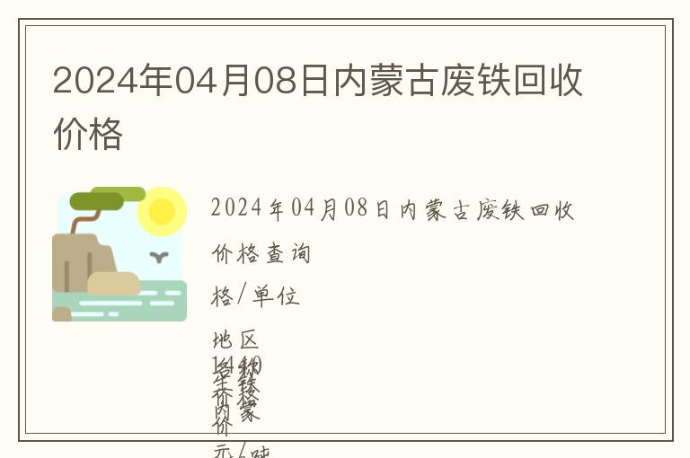 2024年04月08日內蒙古廢鐵回收價格