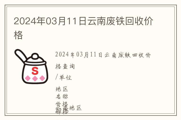 2024年03月11日云南廢鐵回收價格