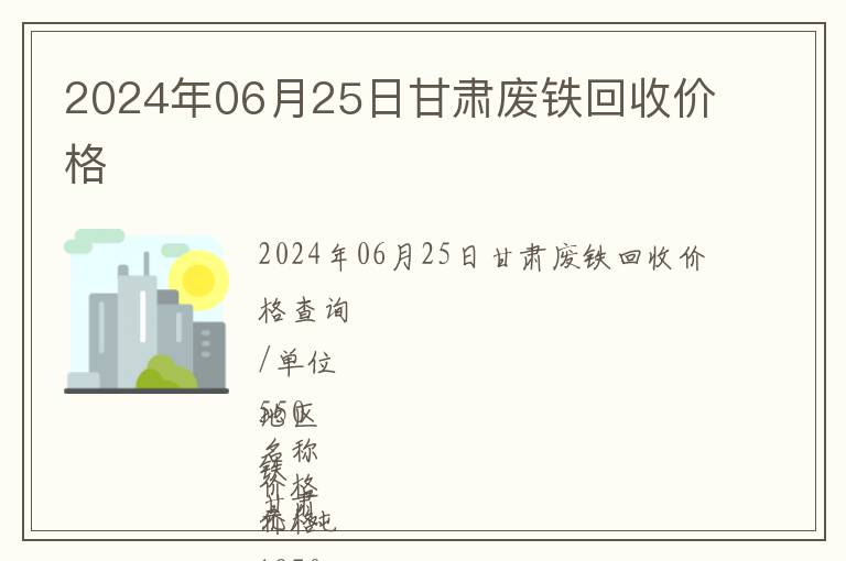2024年06月25日甘肅廢鐵回收價(jià)格