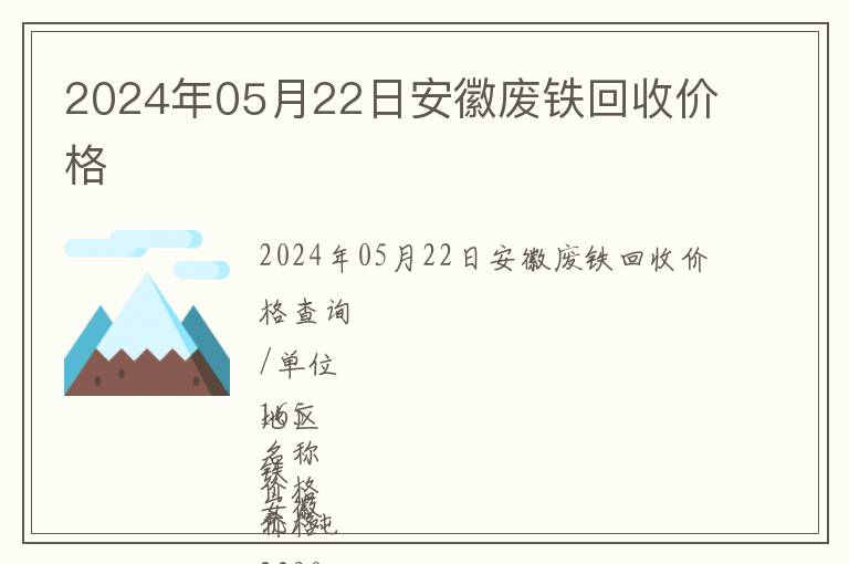 2024年05月22日安徽廢鐵回收價(jià)格