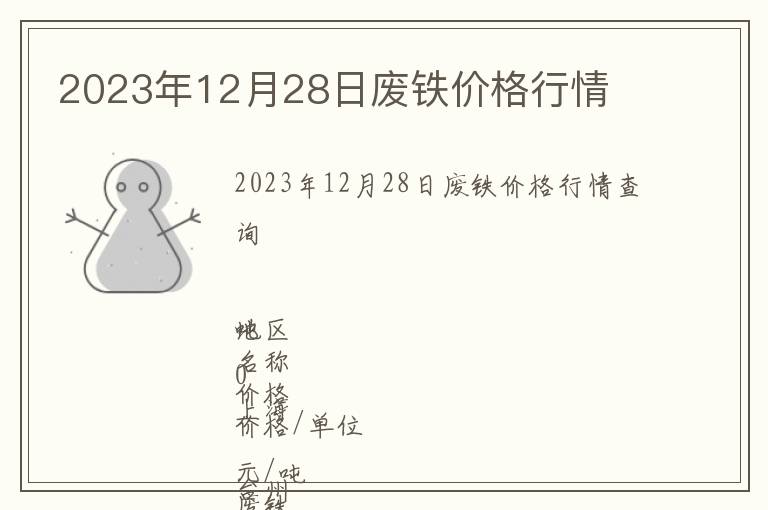 2023年12月28日廢鐵價格行情