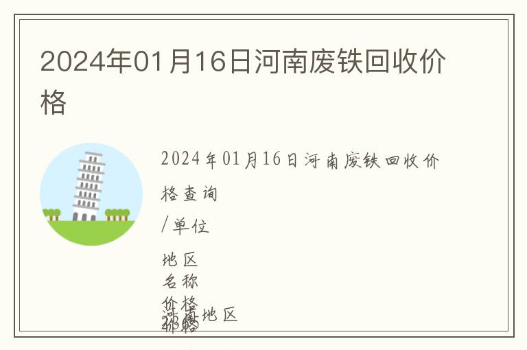 2024年01月16日河南廢鐵回收價格
