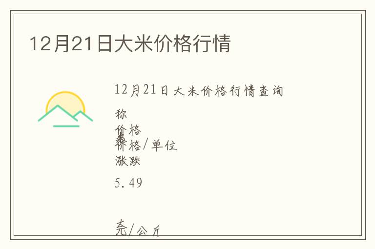 12月21日大米價(jià)格行情