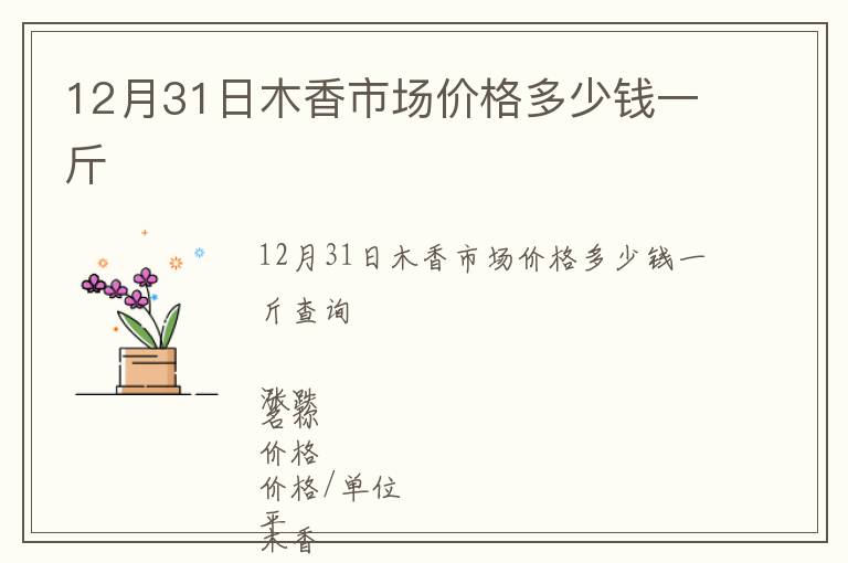 12月31日木香市場價格多少錢一斤