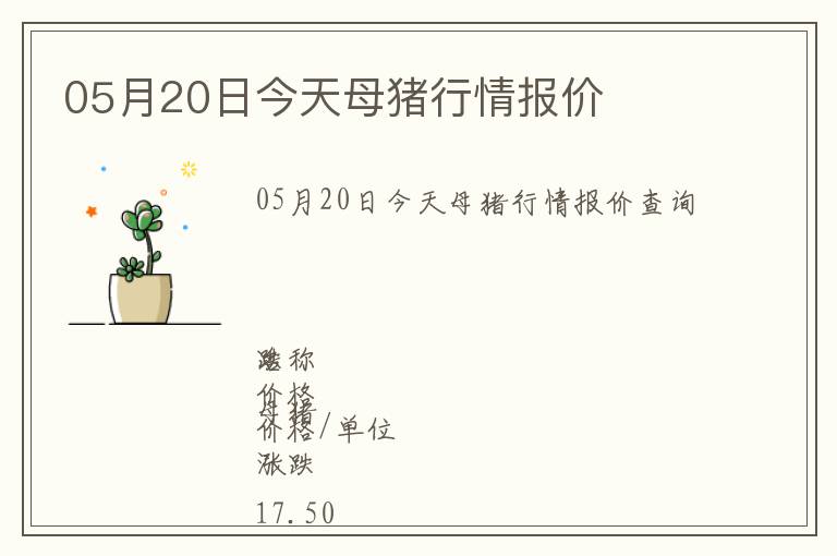 05月20日今天母豬行情報(bào)價(jià)