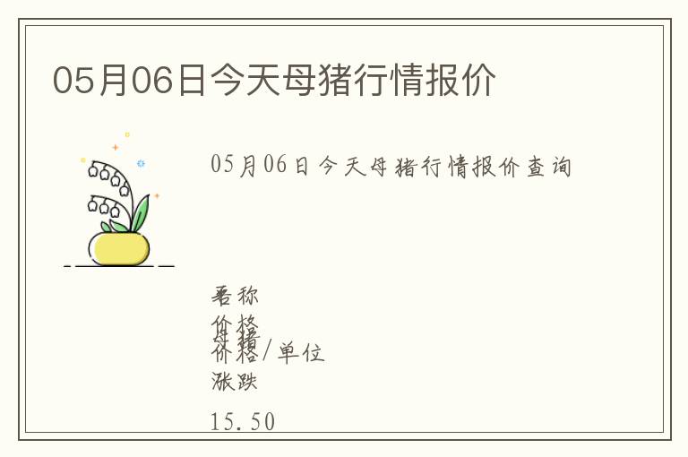 05月06日今天母豬行情報(bào)價(jià)