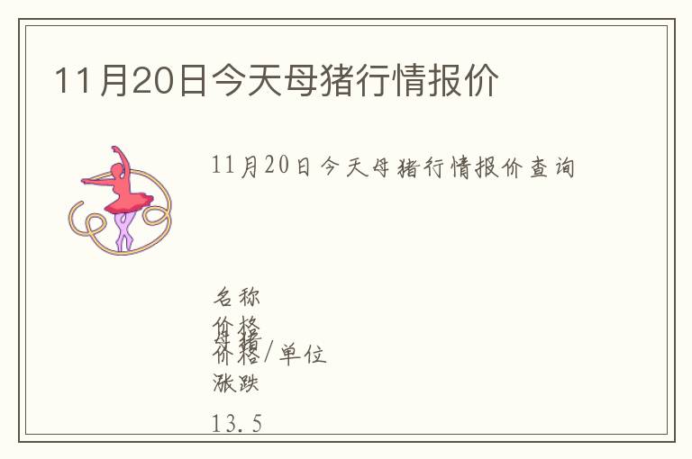 11月20日今天母豬行情報價