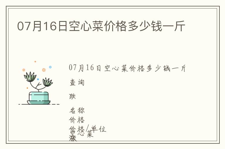 07月16日空心菜價(jià)格多少錢(qián)一斤