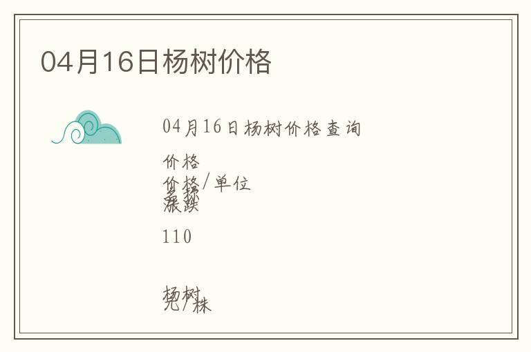 04月16日楊樹價格