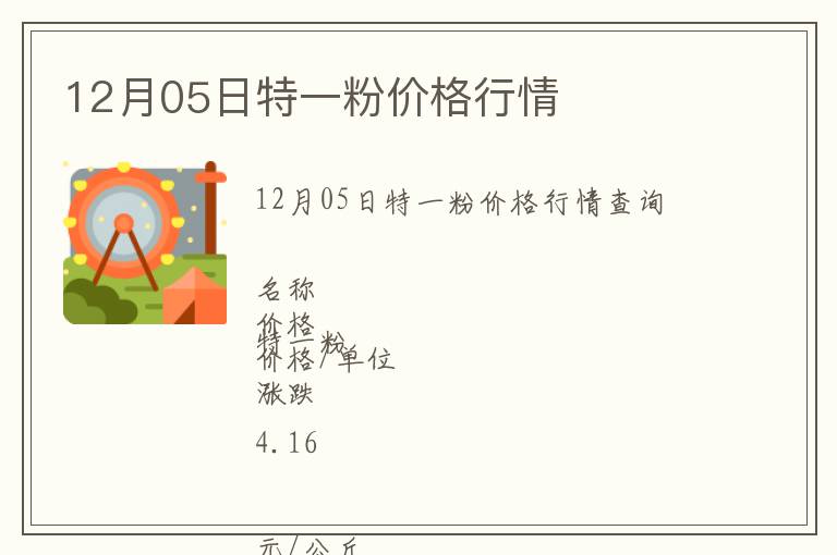 12月05日特一粉價(jià)格行情