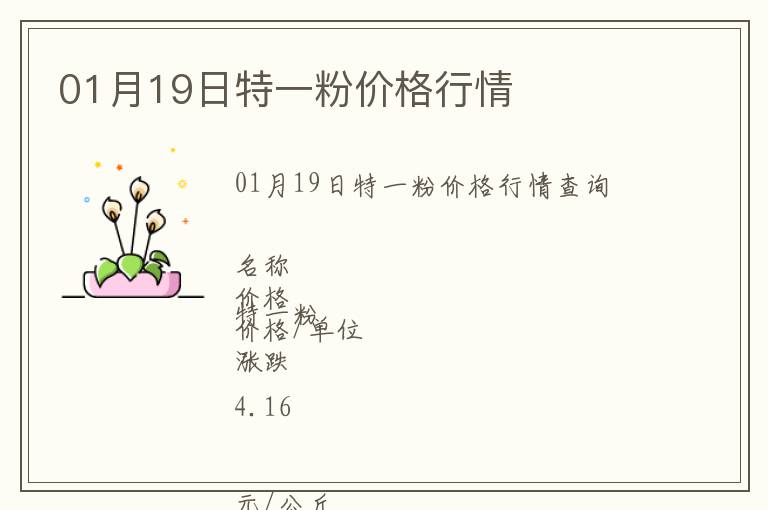 01月19日特一粉價格行情