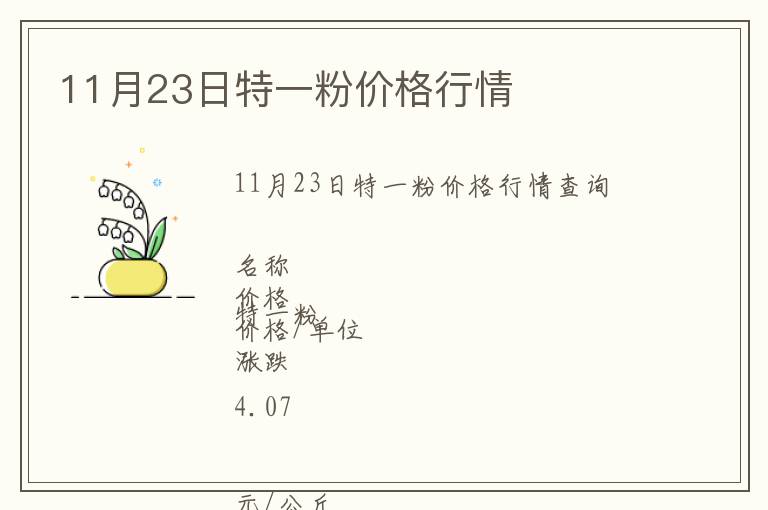 11月23日特一粉價格行情