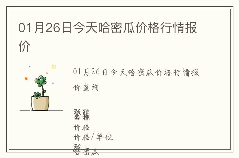 01月26日今天哈密瓜價格行情報價