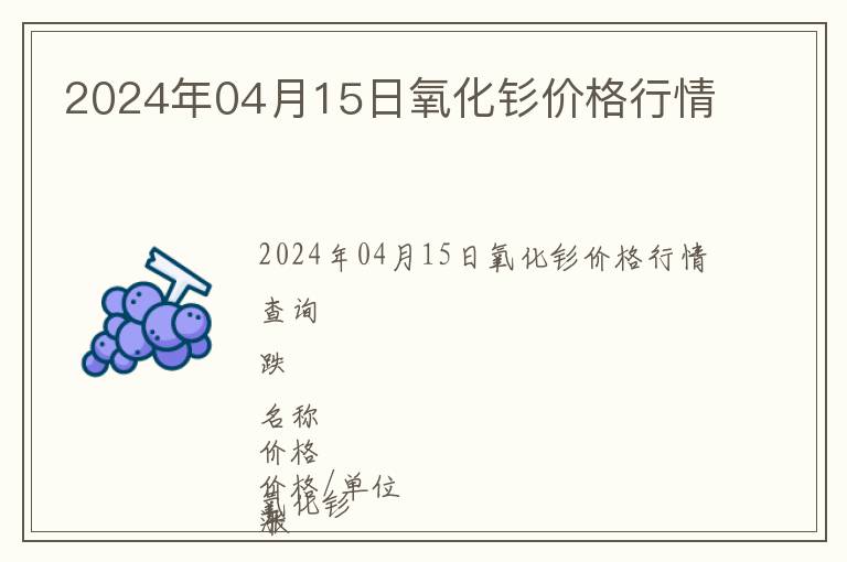 2024年04月15日氧化釤價(jià)格行情