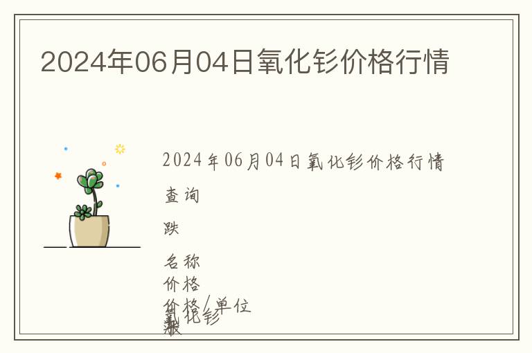2024年06月04日氧化釤價(jià)格行情