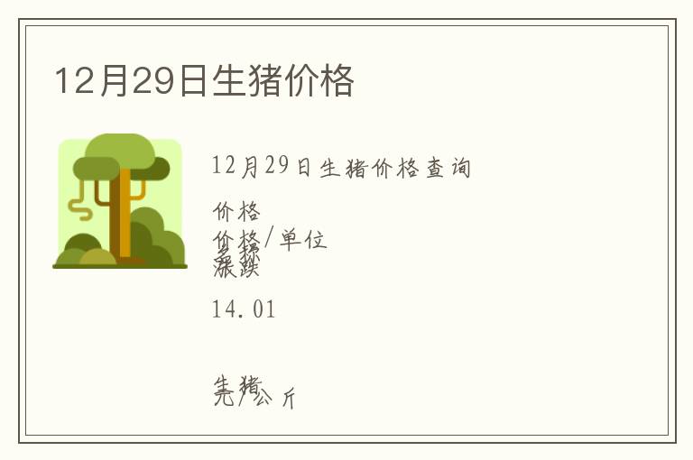 12月29日生豬價格