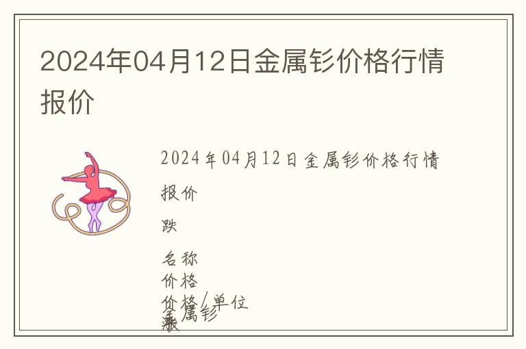 2024年04月12日金屬釤價格行情報價