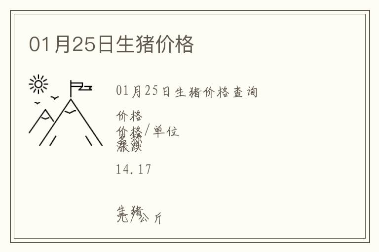 01月25日生豬價格