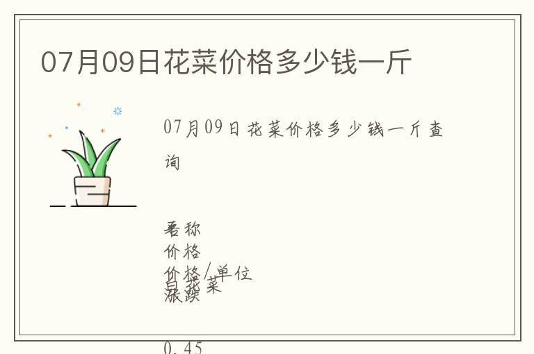 07月09日花菜價格多少錢一斤