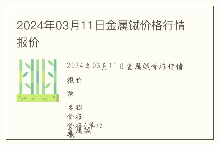 2024年03月11日金屬鋱價格行情報價