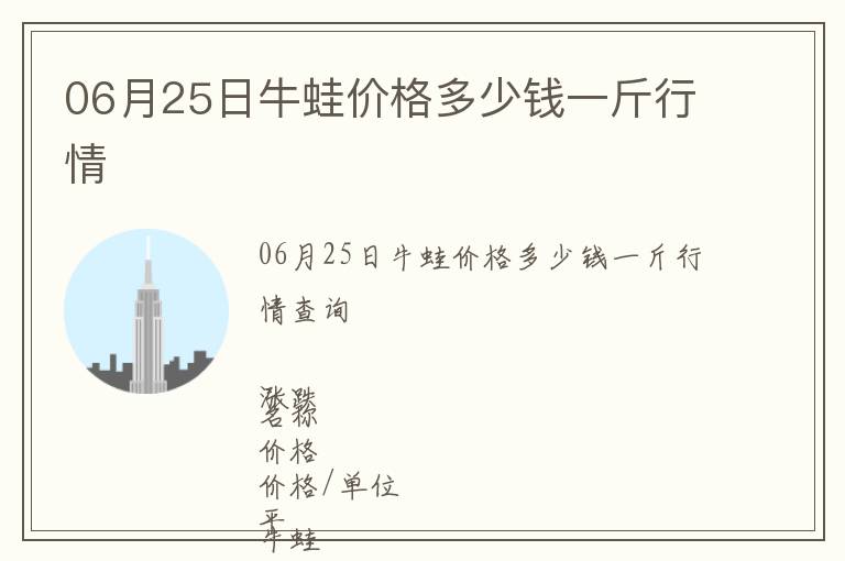 06月25日牛蛙價(jià)格多少錢一斤行情