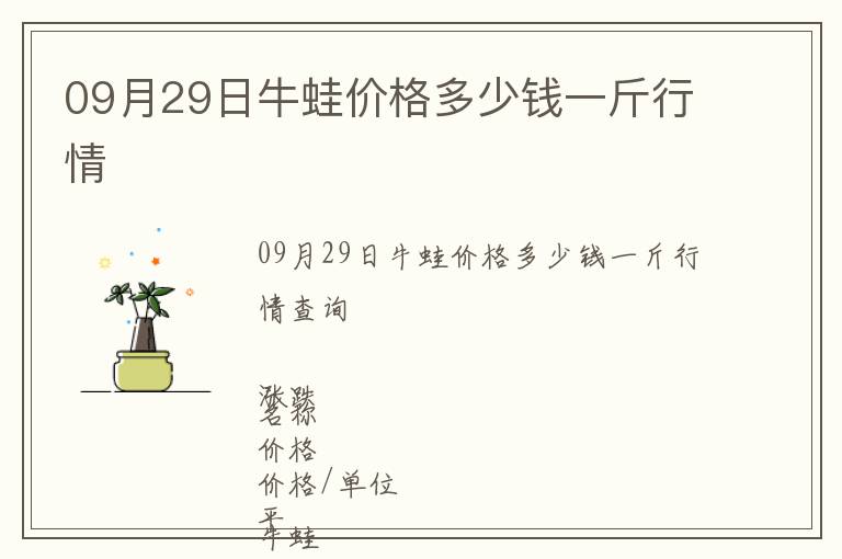 09月29日牛蛙價(jià)格多少錢(qián)一斤行情