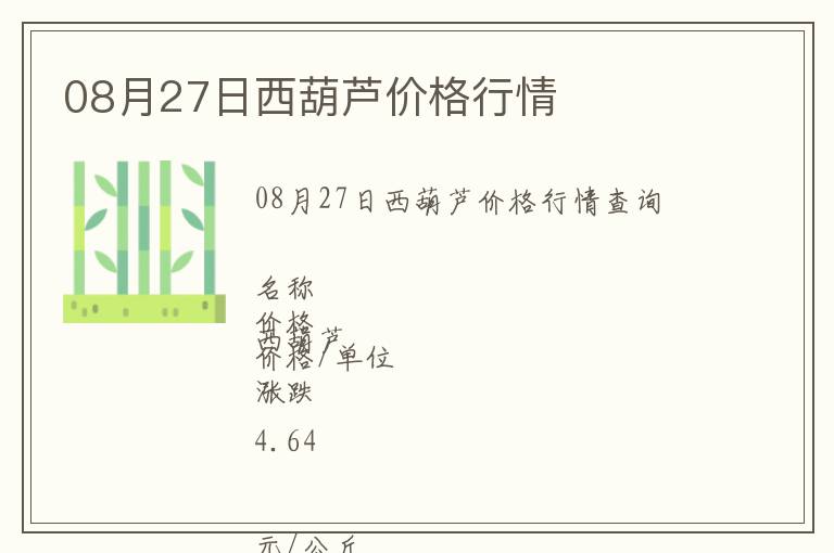08月27日西葫蘆價格行情