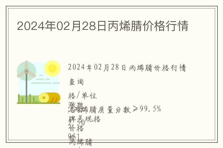 2024年02月28日丙烯腈價(jià)格行情
