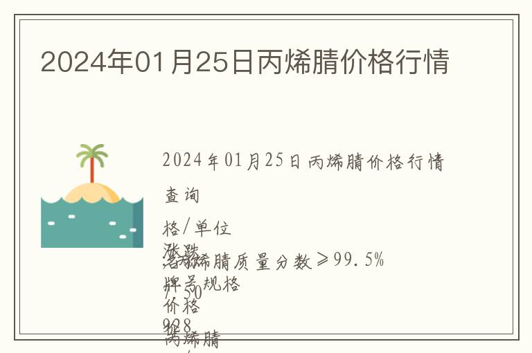 2024年01月25日丙烯腈價格行情