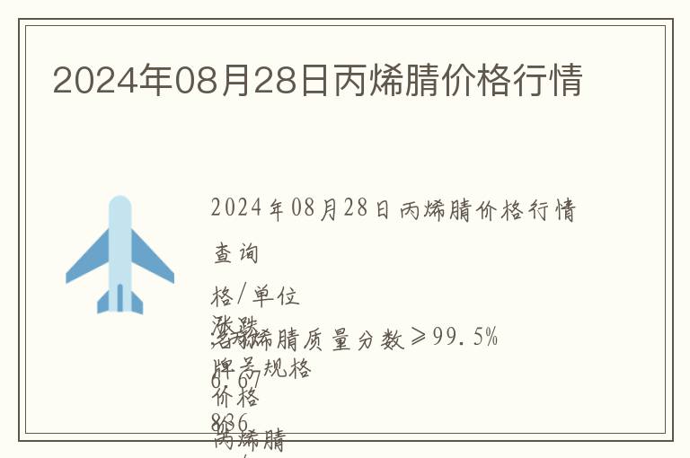 2024年08月28日丙烯腈價(jià)格行情
