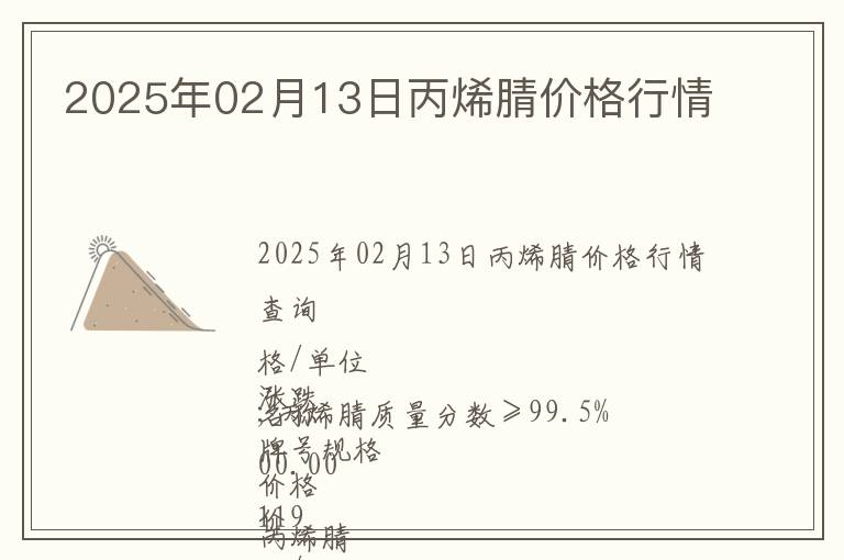 2025年02月13日丙烯腈價格行情