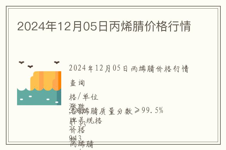 2024年12月05日丙烯腈價(jià)格行情