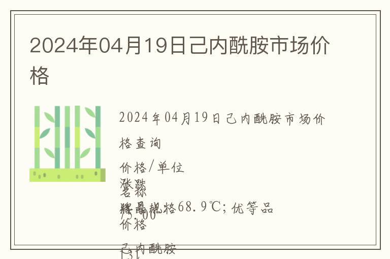 2024年04月19日己內(nèi)酰胺市場(chǎng)價(jià)格