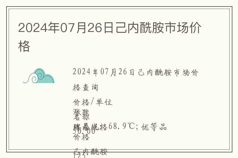 2024年07月26日己內(nèi)酰胺市場價格