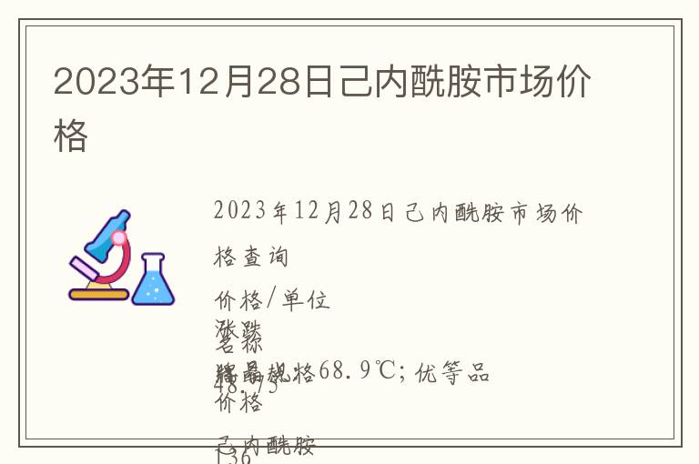 2023年12月28日己內(nèi)酰胺市場(chǎng)價(jià)格