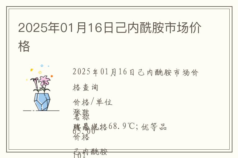 2025年01月16日己內(nèi)酰胺市場(chǎng)價(jià)格