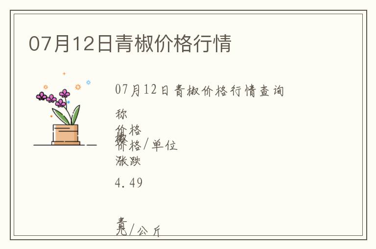 07月12日青椒價格行情