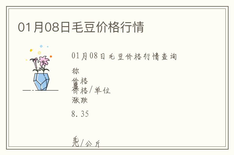 01月08日毛豆價格行情
