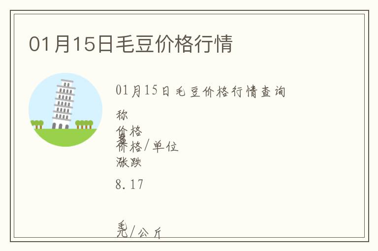 01月15日毛豆價格行情