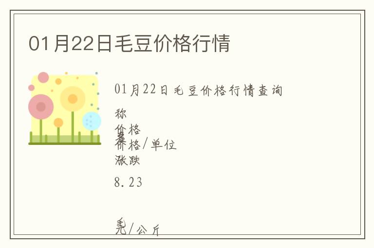 01月22日毛豆價(jià)格行情