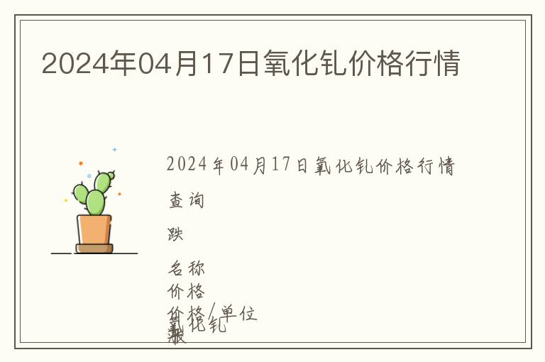 2024年04月17日氧化釓價(jià)格行情