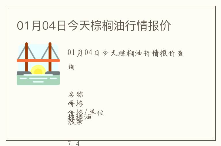 01月04日今天棕櫚油行情報(bào)價(jià)