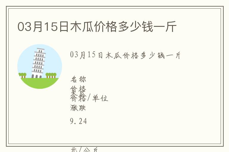 03月15日木瓜價格多少錢一斤