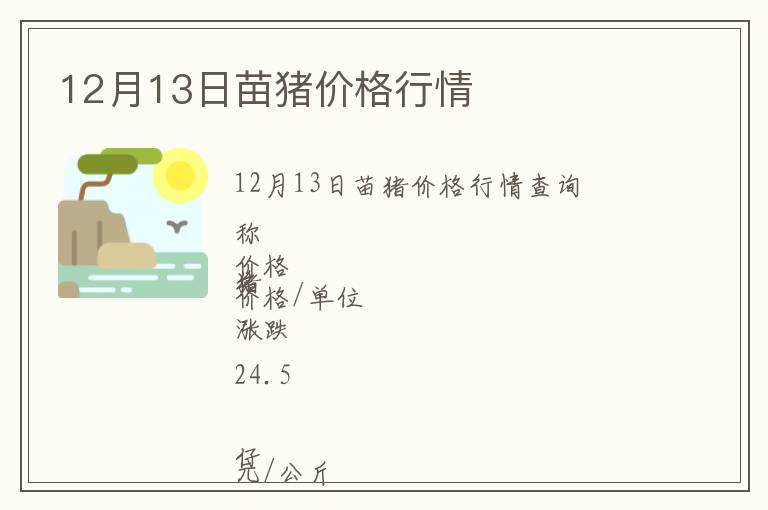 12月13日苗豬價(jià)格行情