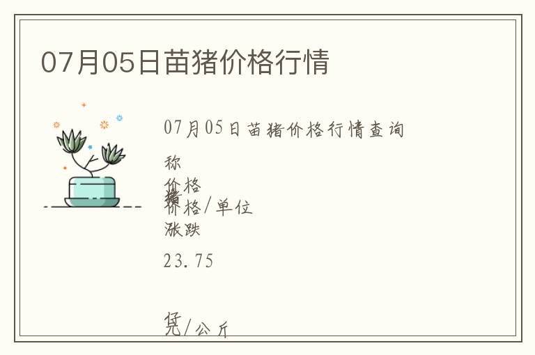 07月05日苗豬價(jià)格行情