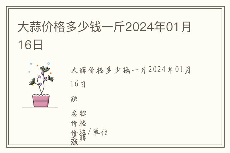 大蒜價(jià)格多少錢一斤2024年01月16日