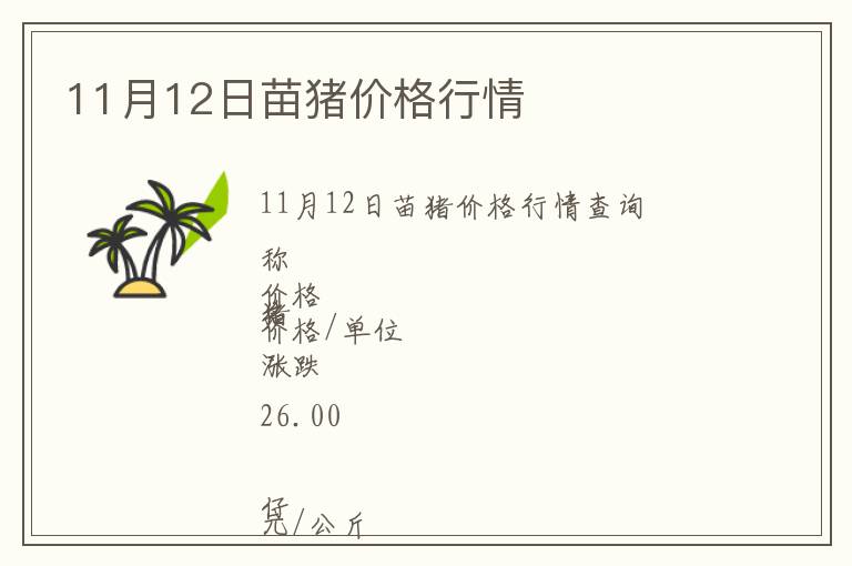 11月12日苗豬價格行情